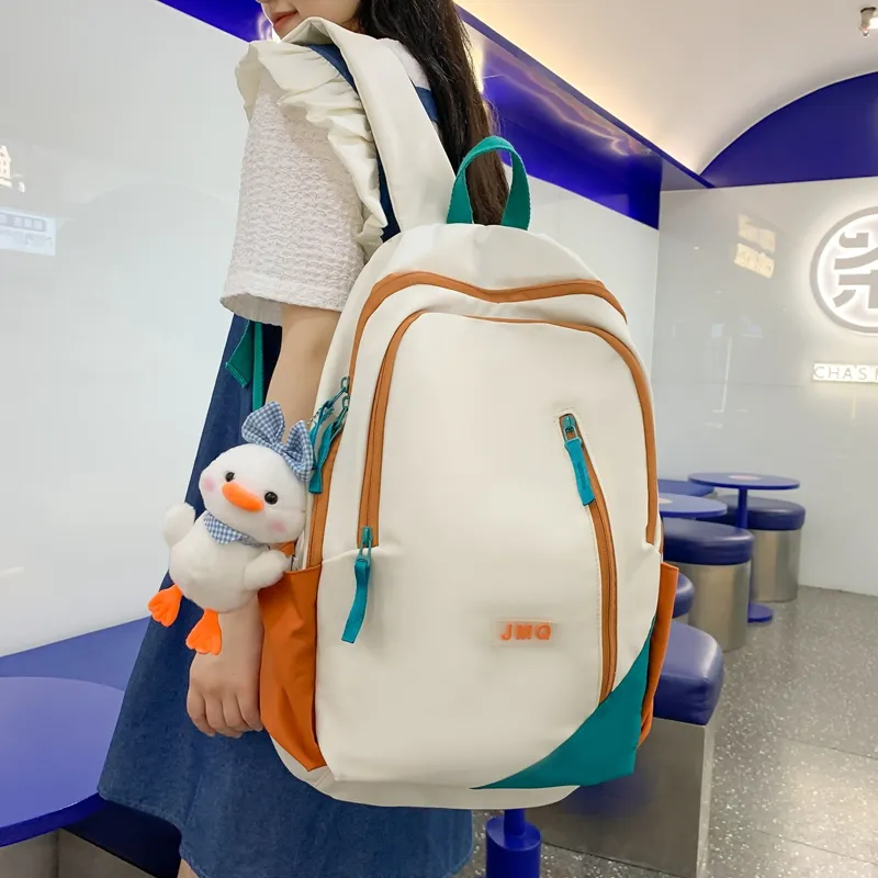 Meow In The Grass Nylon Backpack Unisex Ecru/Black/Pink/Blue-4
