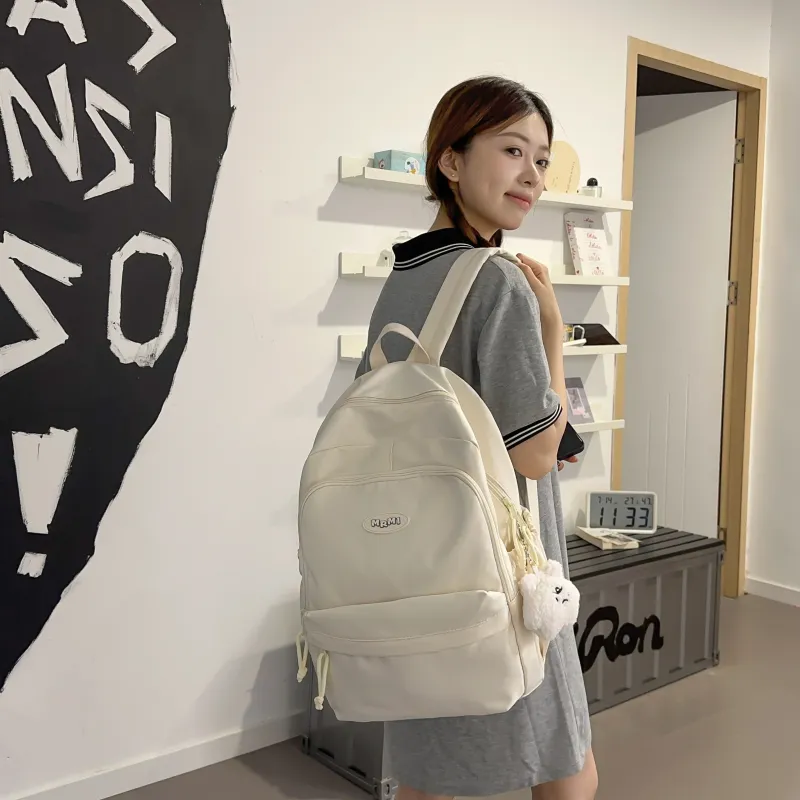 Meow In The Grass Nylon Backpack Unisex Black/White/Yellow-9