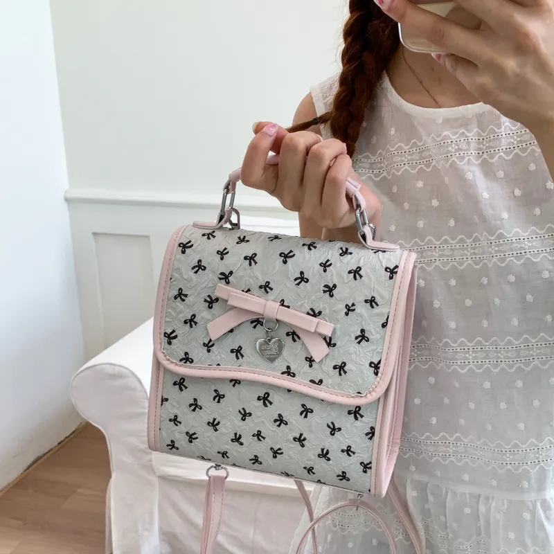 Meow In The Grass PU Backpack Women's White/Pink/Black-1