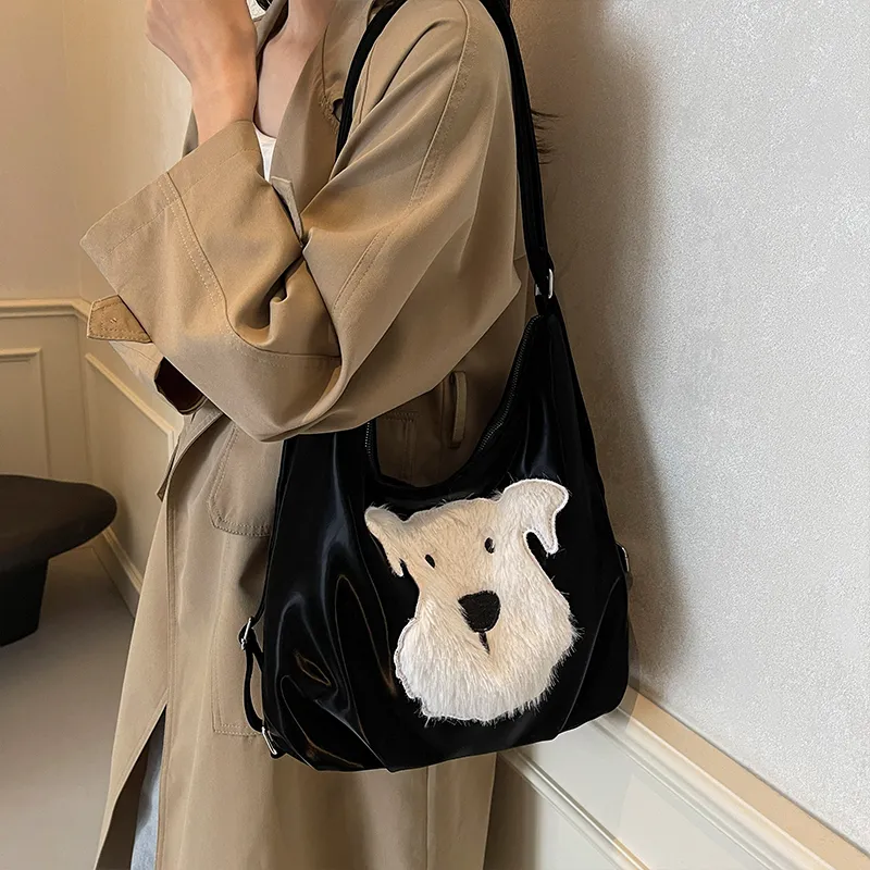 Meow In The Grass PU Shoulder Bag Regular Women's Black-3