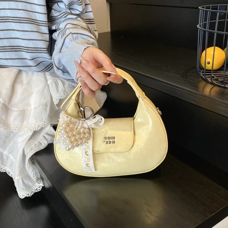 Meow In The Grass PU One Shoulder Handbag Women's Purple/Yellow/Silver/Black/White-7