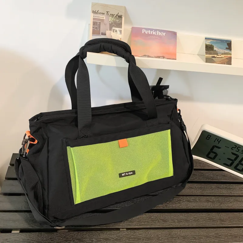 Meow In The Grass Nylon Travel Bag Unisex Black/Gray-1