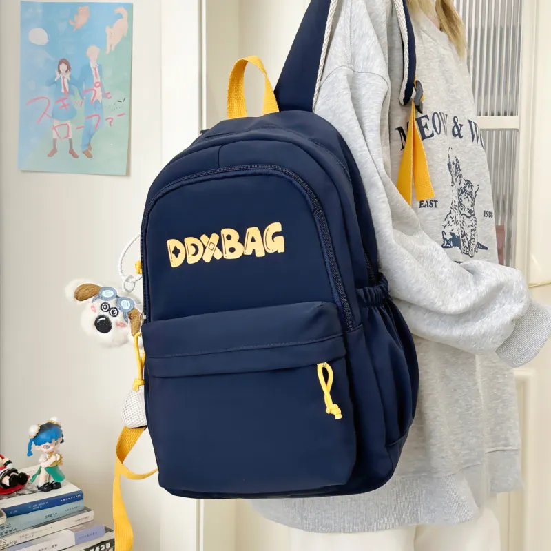 Meow In The Grass Polyester Backpack Unisex Red/Black/Yellow/Dark Blue-19