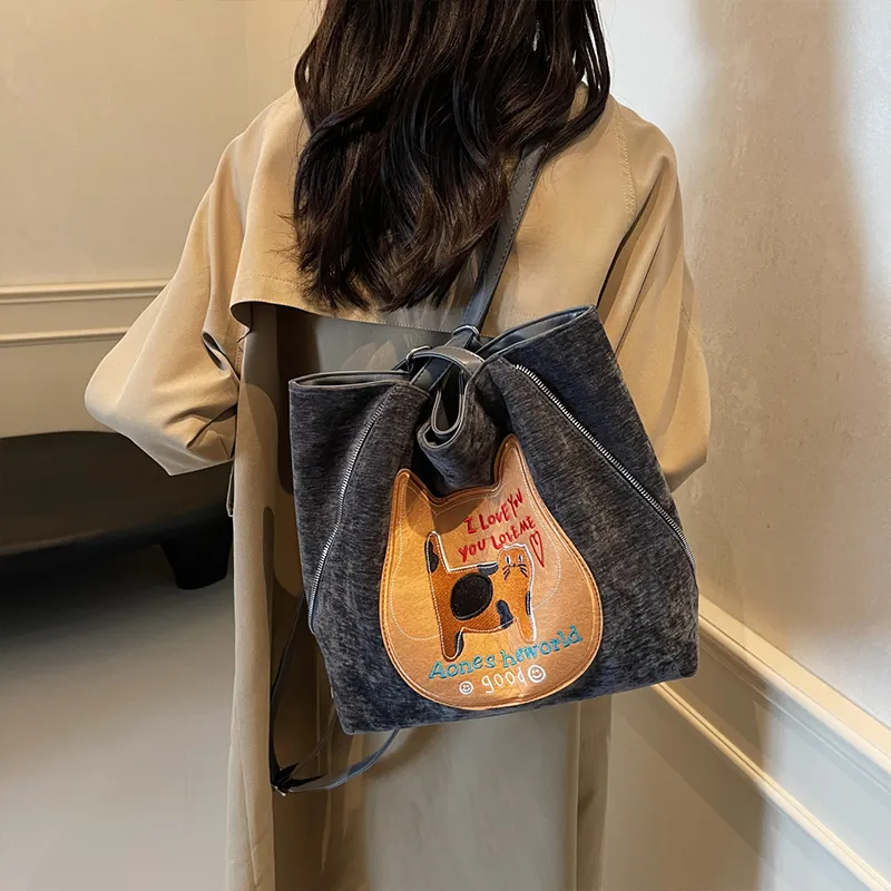 Meow In The Grass PU Shoulder Bag Handbag Tote Bag Regular Women's Coffee/Black/Gray/Pink-11