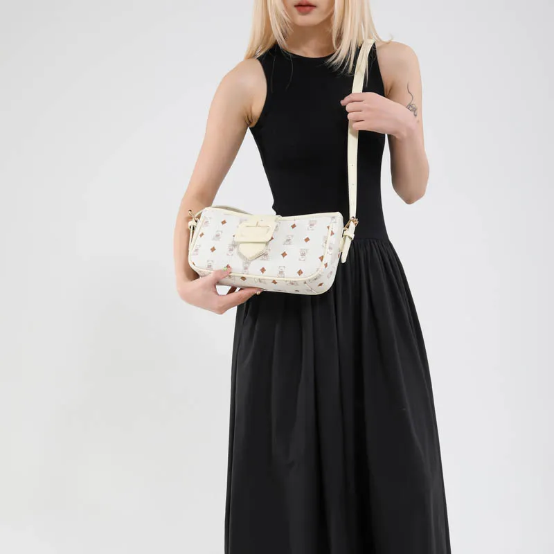 Meow In The Grass PU Shoulder Bag Women's Black/Pink/Brown/White-21