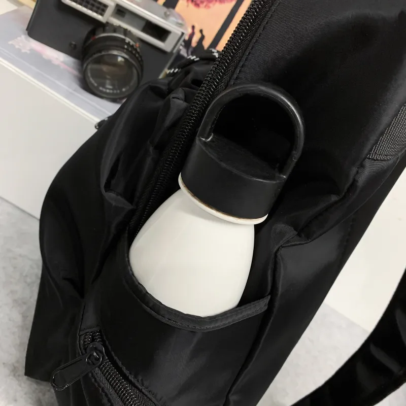Meow In The Grass Nylon Backpack Unisex Black/Ecru/Yellow-4