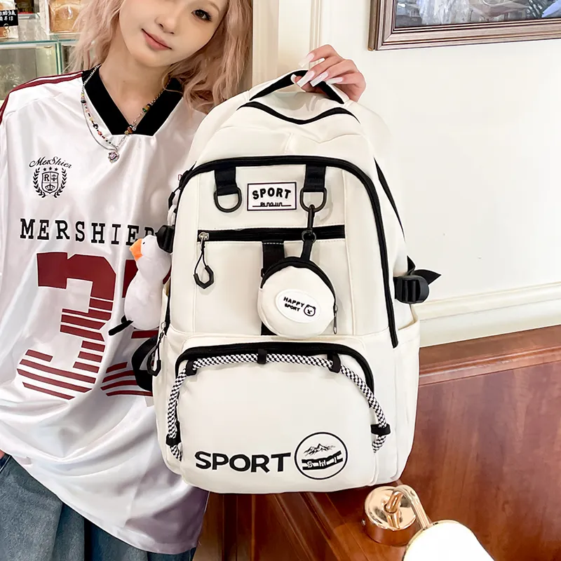 Meow In The Grass Nylon Fabric Backpack Unisex Multicolor-7