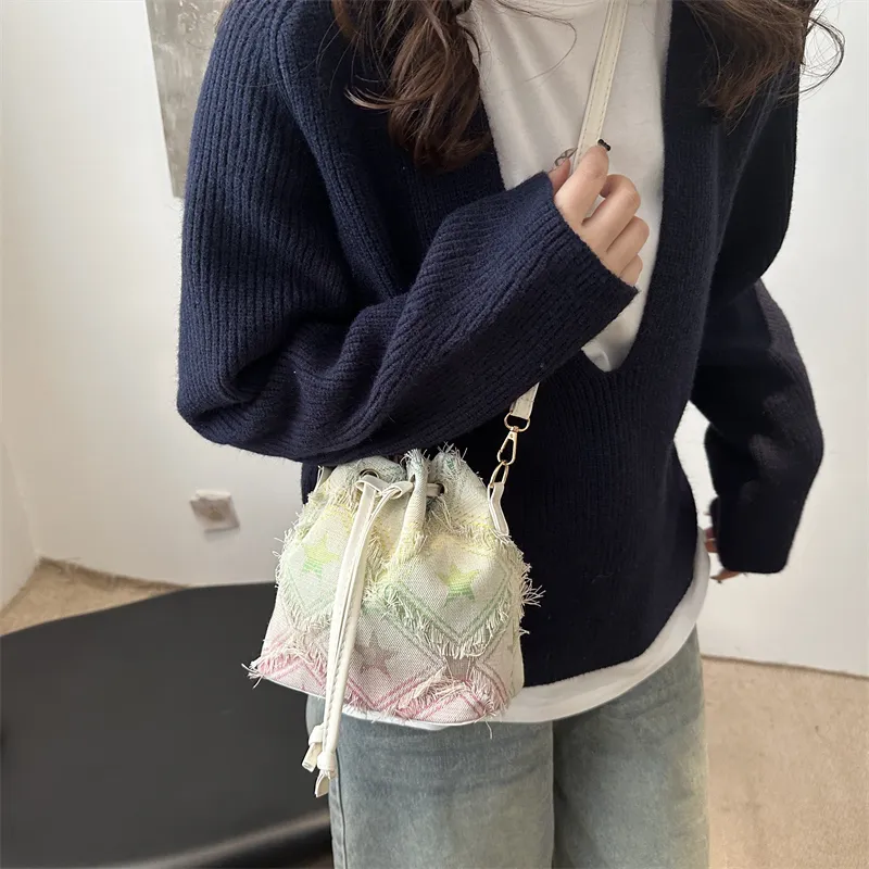 Meow In The Grass Denim Shoulder Bag Regular Women's Multicolor-3