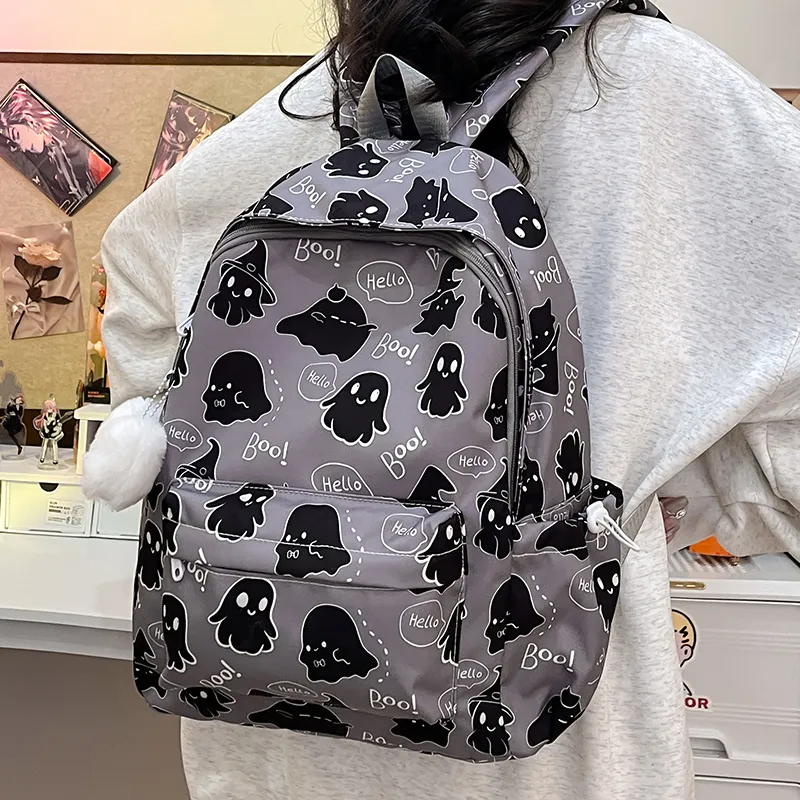 Meow In The Grass Nylon Backpack Women's Multicolor-16