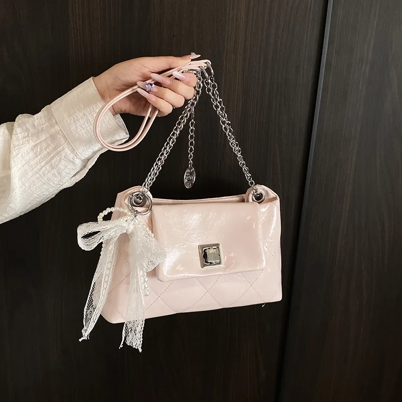 Meow In The Grass PU Shoulder Bag Women's Black/Light Pink/Ivory/Burgundy-14