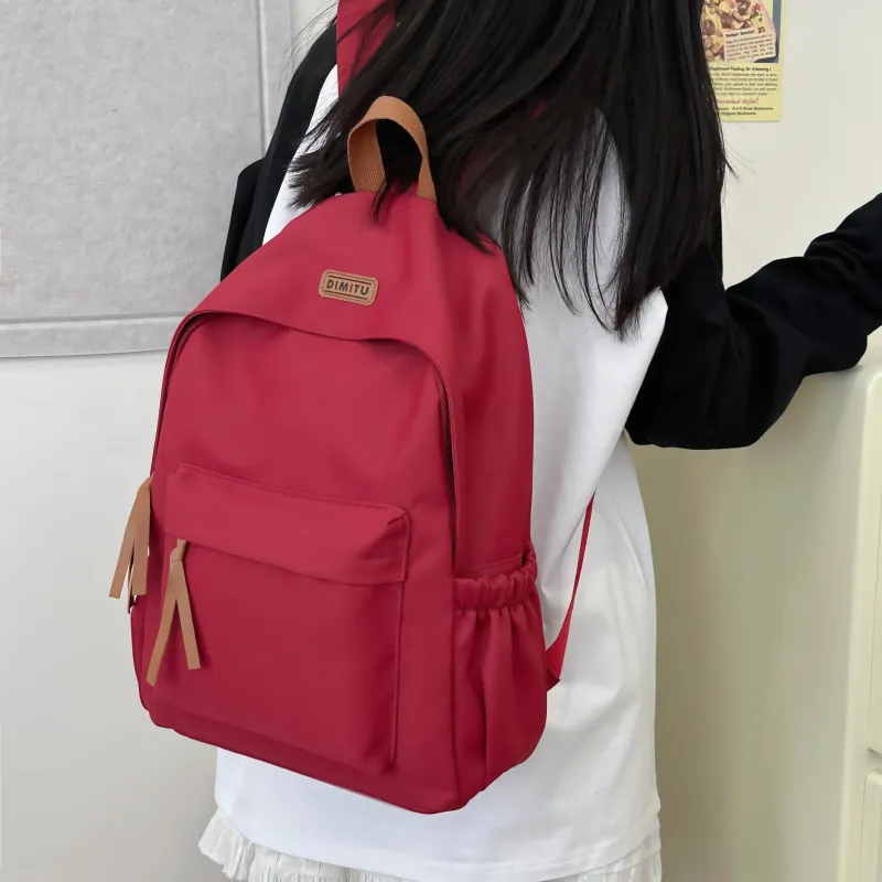 Meow In The Grass Nylon Backpack Unisex White/Black/Red/Blue-12