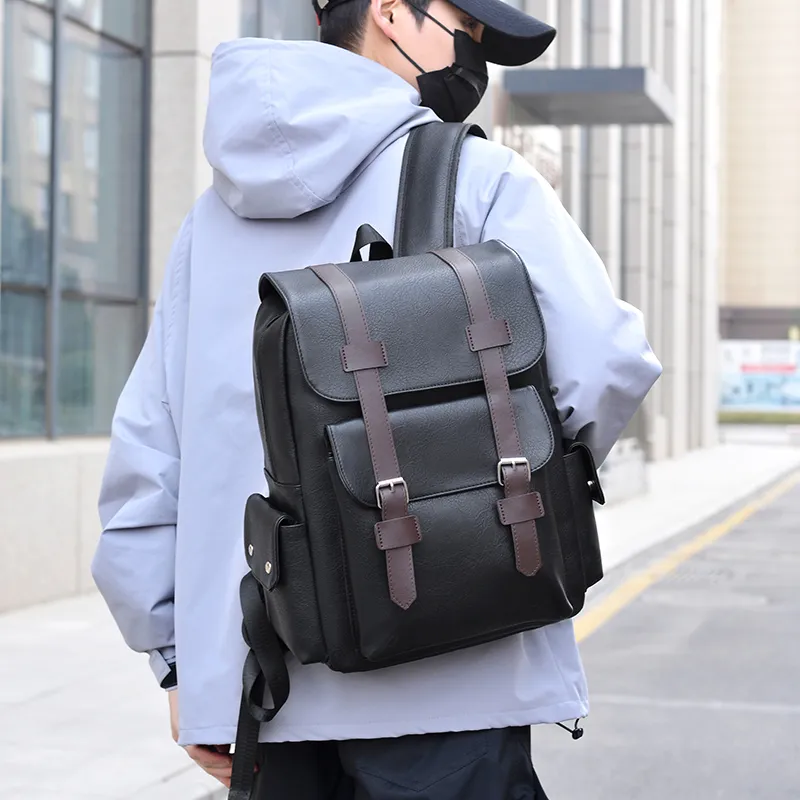 Meow In The Grass PU Backpack Unisex Yellow Brown/Brown/Classic Black-12