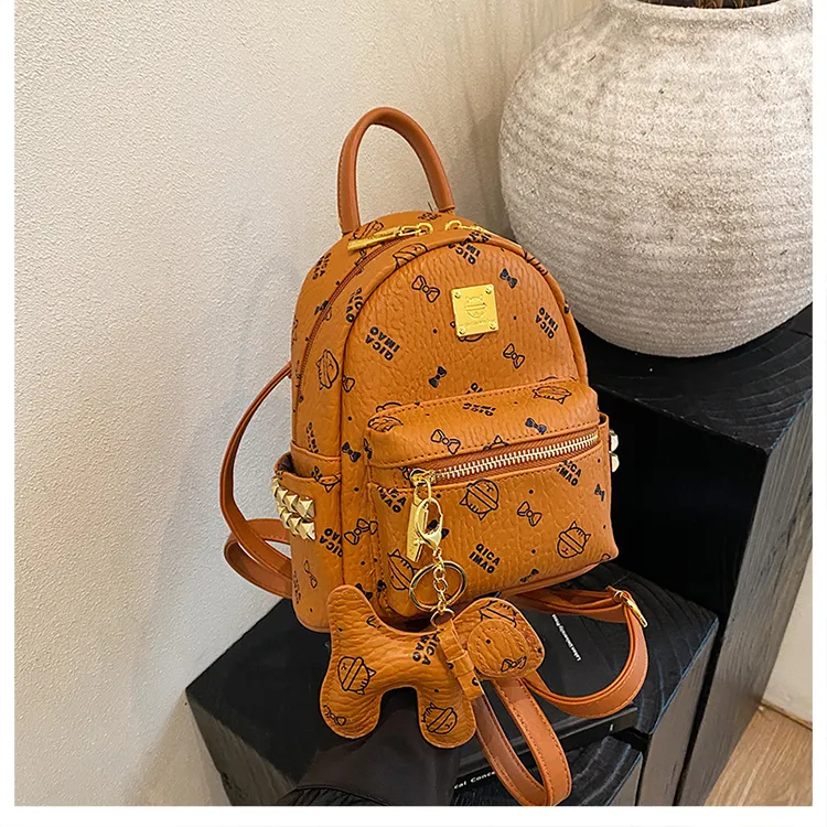 Meow In The Grass PU Backpack Women's Multicolor-22