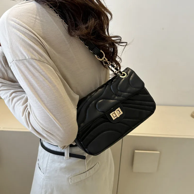 Meow In The Grass PU Shoulder Bag Women's Black/Ecru/Silver-2