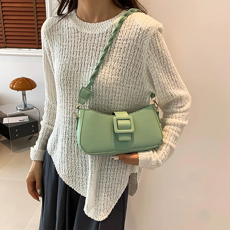 Meow In The Grass PU Shoulder Bag Women's Black/White/Beige/Green/Khaki-22