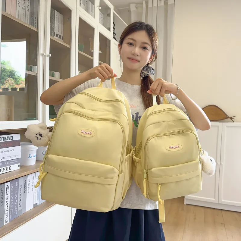 Meow In The Grass Nylon Backpack Unisex Black/White/Yellow-17