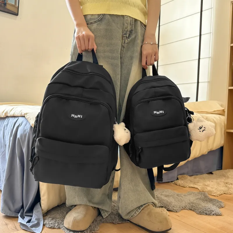 Meow In The Grass Nylon Backpack Unisex Black/White/Yellow-4
