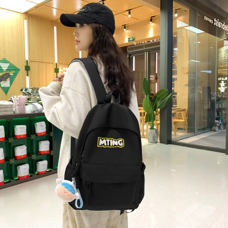 Meow In The Grass Nylon Backpack Unisex Black/Red/Gray/Yellow-1