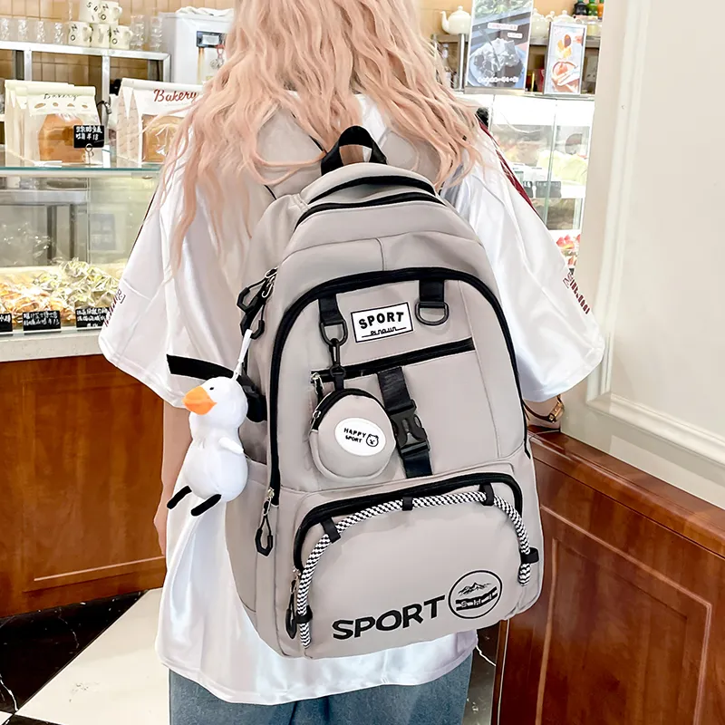 Meow In The Grass Nylon Fabric Backpack Unisex Multicolor-20