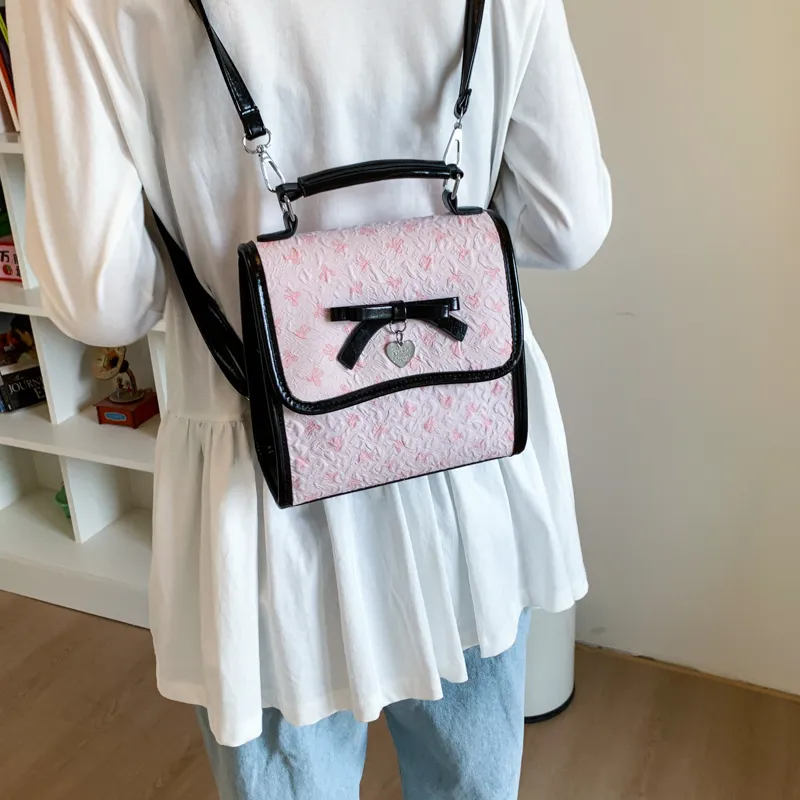 Meow In The Grass PU Backpack Women's White/Pink/Black-11