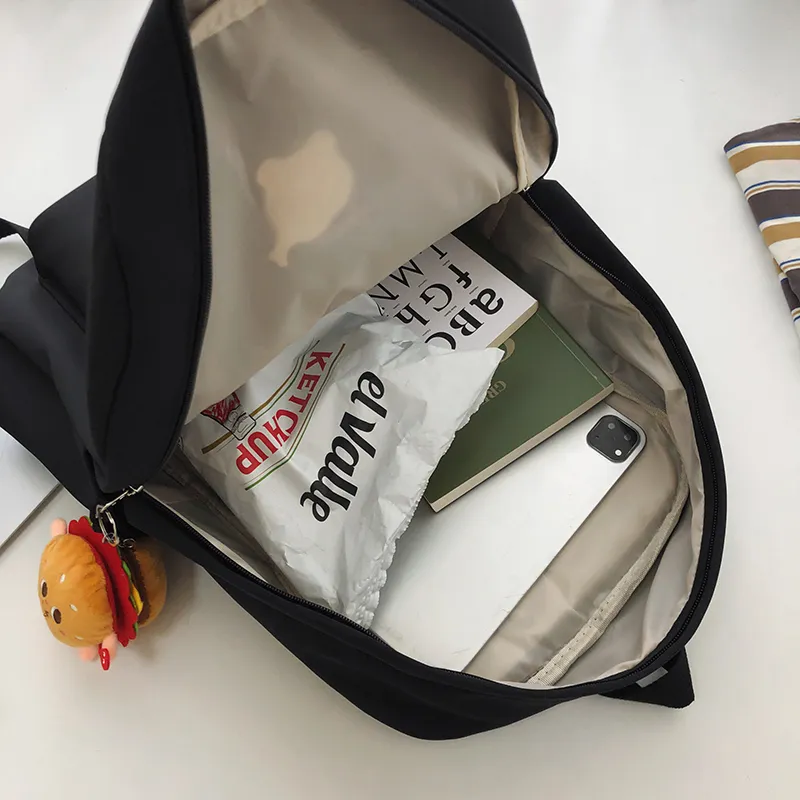 Meow In The Grass Nylon Backpack Regular Unisex Black/White-5