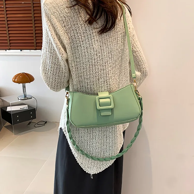 Meow In The Grass PU Shoulder Bag Women's Black/White/Beige/Green/Khaki-24