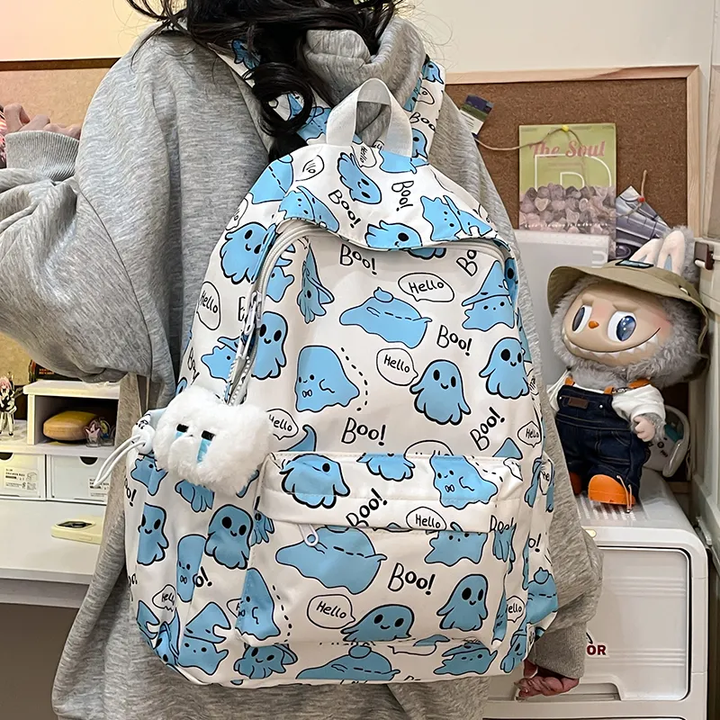 Meow In The Grass Nylon Backpack Women's Multicolor-5