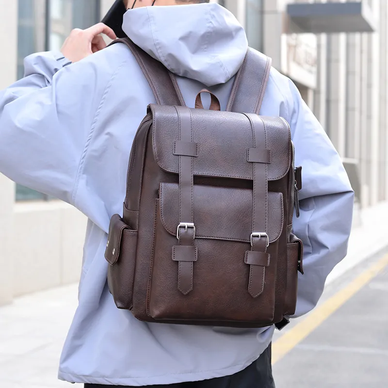 Meow In The Grass PU Backpack Unisex Yellow Brown/Brown/Classic Black-9