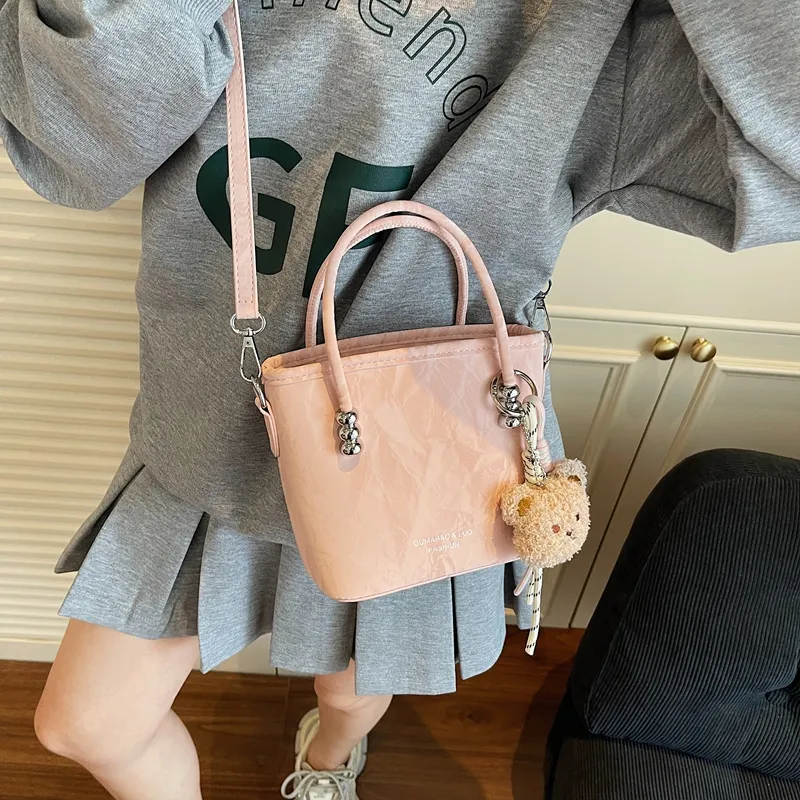 Meow In The Grass PU One Shoulder Handbag Regular Women's Pink/Black/Ecru/Silver-11