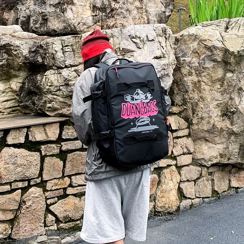 Meow In The Grass PU Backpack Unisex Black White Letter/Black Pink Letter/Black Blue Letter/Black Green Letter-11