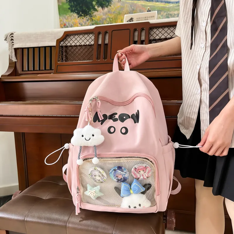 Meow In The Grass Nylon Backpack Unisex Multicolor-25