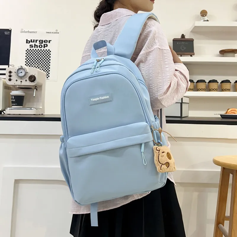 Meow In The Grass Oxford Backpack Regular Unisex Yellow/Pink/Blue/Black/Green-16