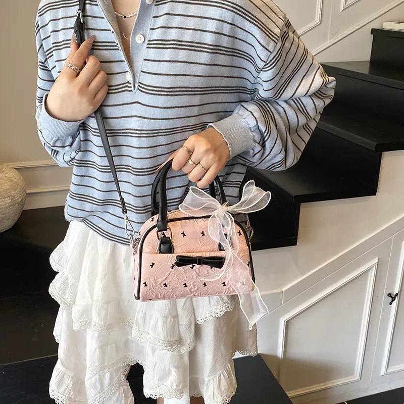 Meow In The Grass PU Shoulder Bag, Crossbody Bag, Handbag Women's Pink/White-4