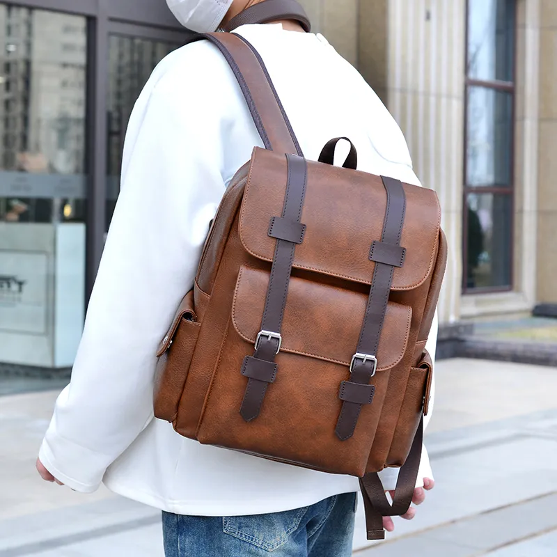 Meow In The Grass PU Backpack Unisex Yellow Brown/Brown/Classic Black-1