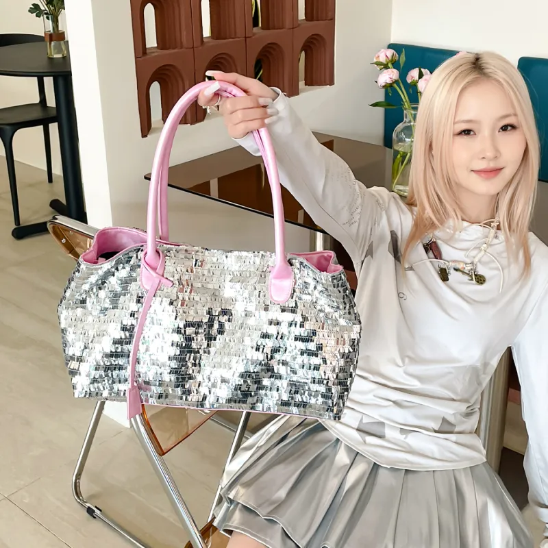 Meow In The Grass PU Shoulder Bag, Shoulder Bag Women's Black/Silver/Green/Pink-20