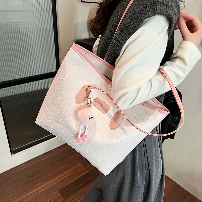 Meow In The Grass PU Shoulder Bag Regular Unisex Black/Pink/Khaki-6