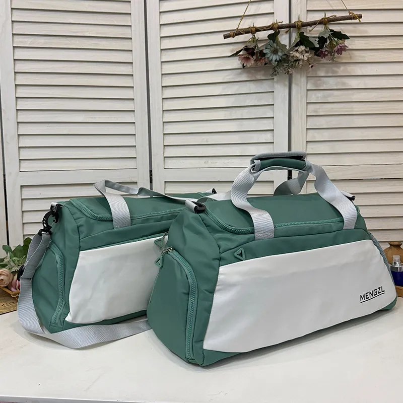 Meow In The Grass Nylon Gym Bag Travel Bag Unisex White/Black/Green/Blue/Pink-6