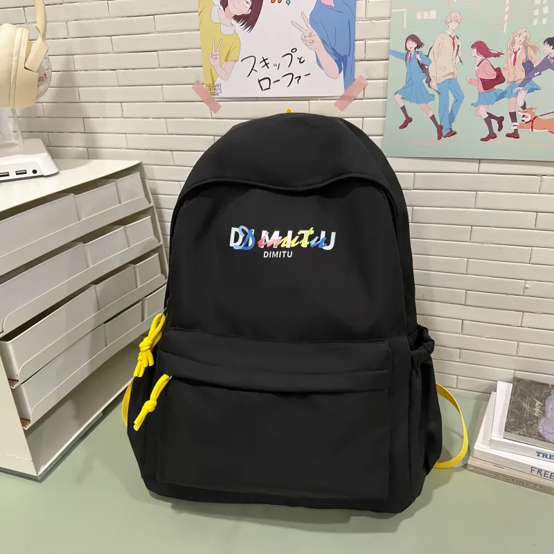 Meow In The Grass Nylon Backpack Unisex Black/White/Coffee/Navy Blue-2