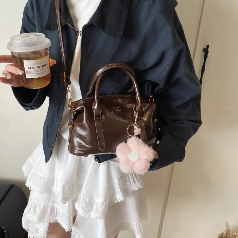 Meow In The Grass PU Handbag Women's Pink/Coffee/Coffee/Black-15