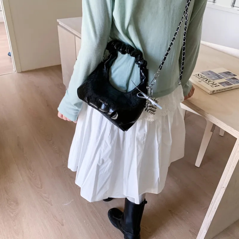Meow In The Grass PU One Shoulder Handbag Women's White/Silver/Pink/Black-10