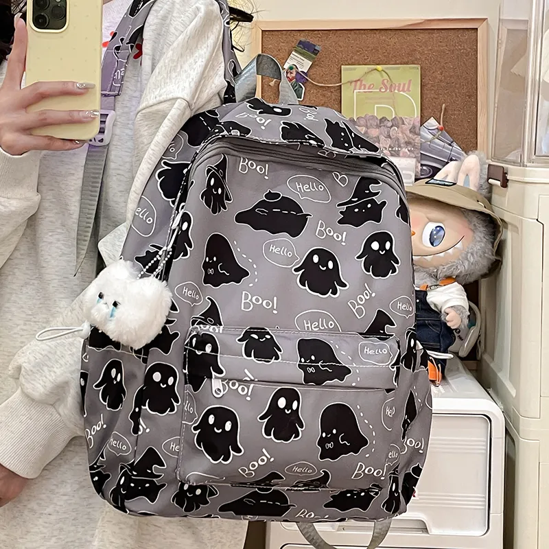 Meow In The Grass Nylon Backpack Women's Multicolor-14