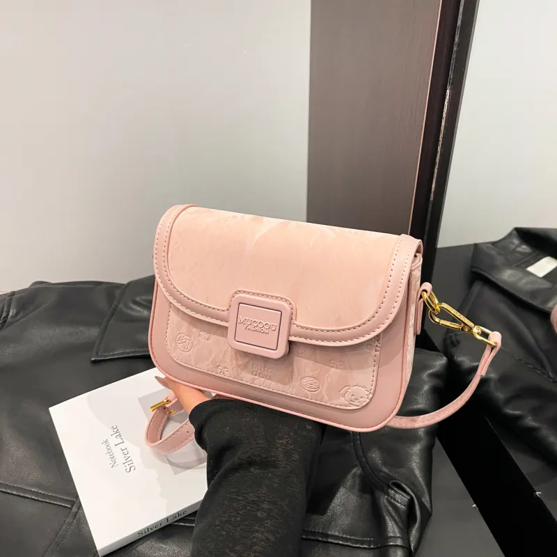 Meow In The Grass PU Crossbody Bag, Shoulder Bag Women's Cream White/Cherry Blossom Pink/Green/Black-8