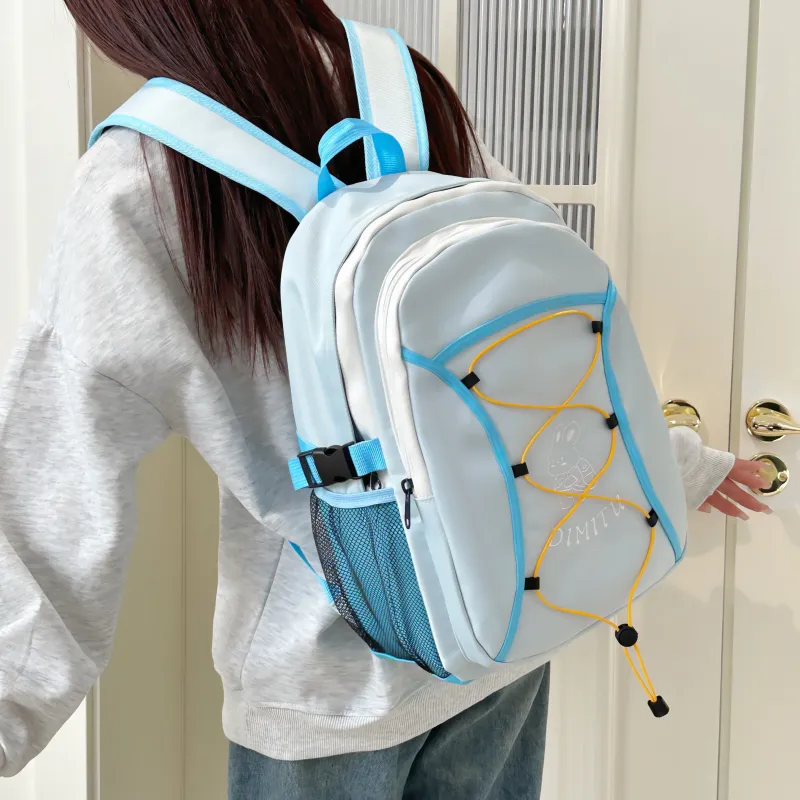 Meow In The Grass Polyester Backpack Unisex Black/Green/Blue-13