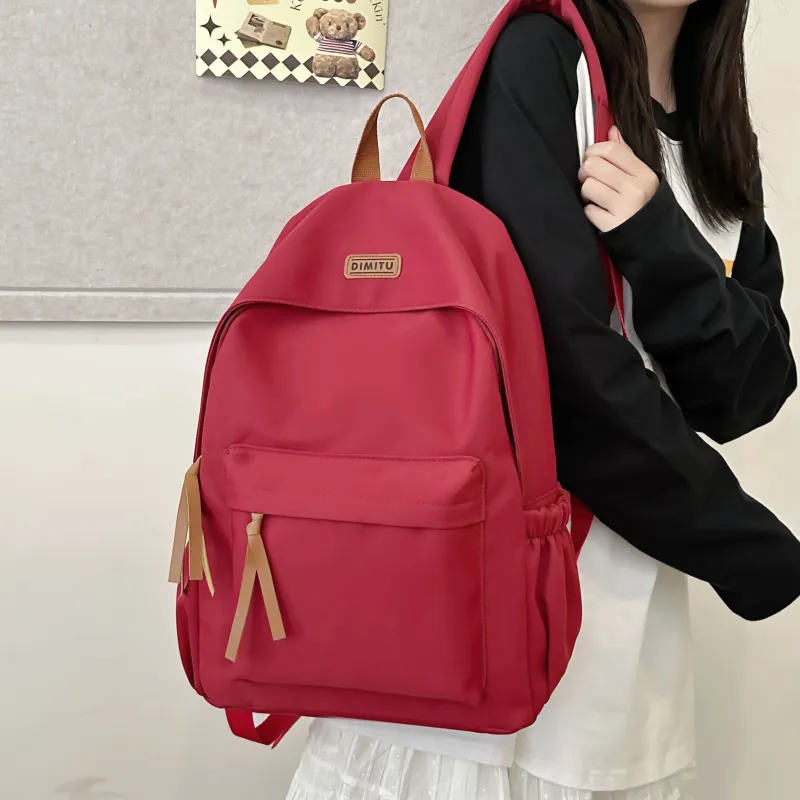 Meow In The Grass Nylon Backpack Unisex White/Black/Red/Blue-15