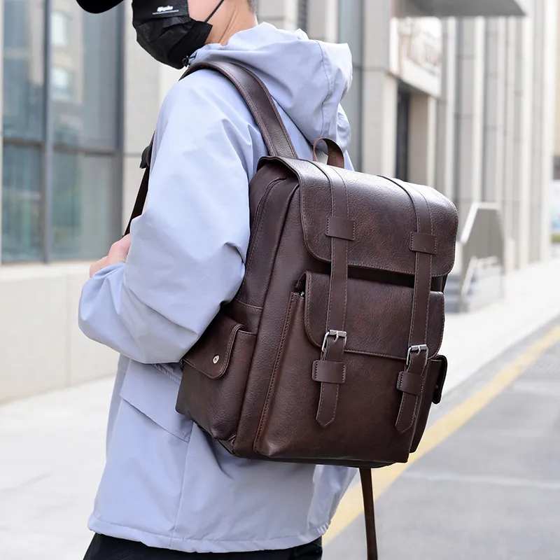 Meow In The Grass PU Backpack Unisex Yellow Brown/Brown/Classic Black-7