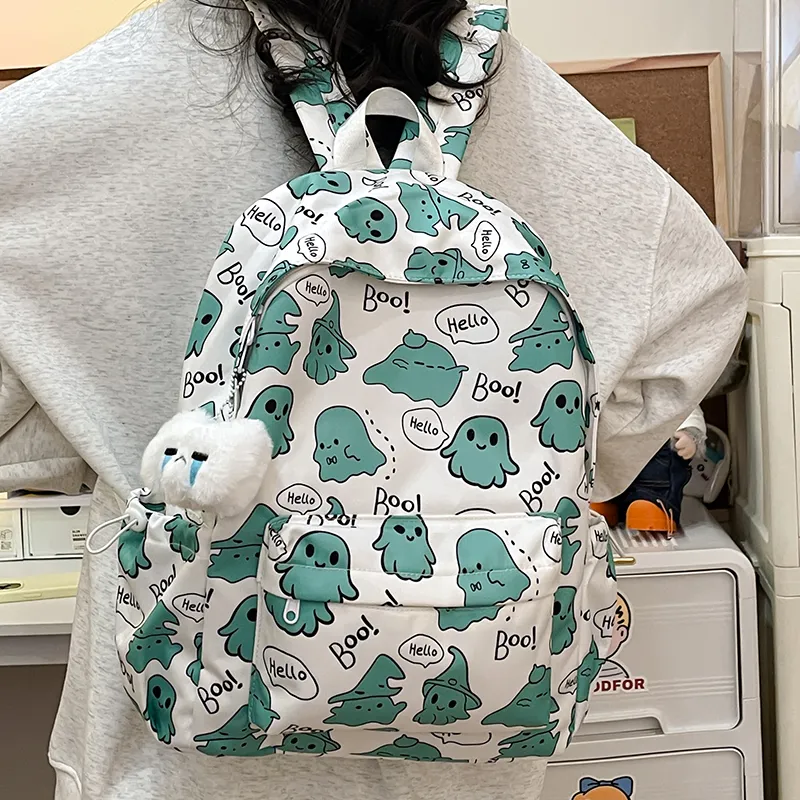 Meow In The Grass Nylon Backpack Women's Multicolor-23