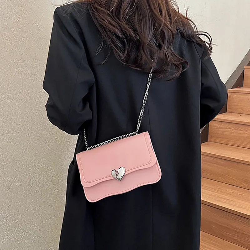 Meow In The Grass PU Small Square Bag, Shoulder Bag, Crossbody Bag Regular Women's White/Pink/Silver/Black-1
