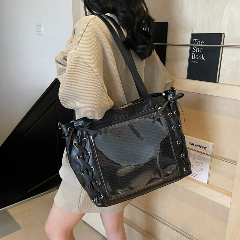 Meow In The Grass PU Shoulder Bag, Crossbody Bag Regular Women's Black/Ecru/Pink/Silver-14