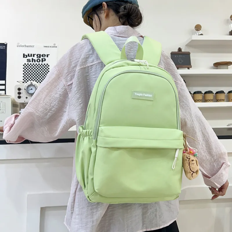 Meow In The Grass Oxford Backpack Regular Unisex Yellow/Pink/Blue/Black/Green-18