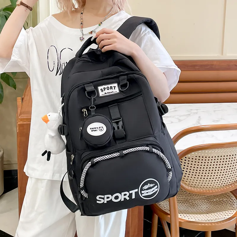 Meow In The Grass Nylon Fabric Backpack Unisex Multicolor-2